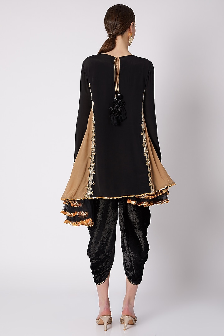 Black & Beige Asymmetric Tunic With Dhoti by Nikasha at Pernia's Pop Up Shop