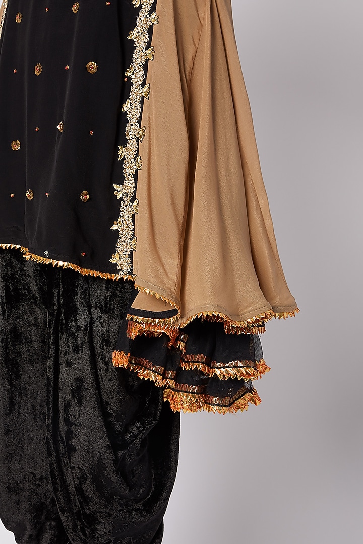 Black & Beige Asymmetric Tunic With Dhoti by Nikasha at Pernia's Pop Up Shop