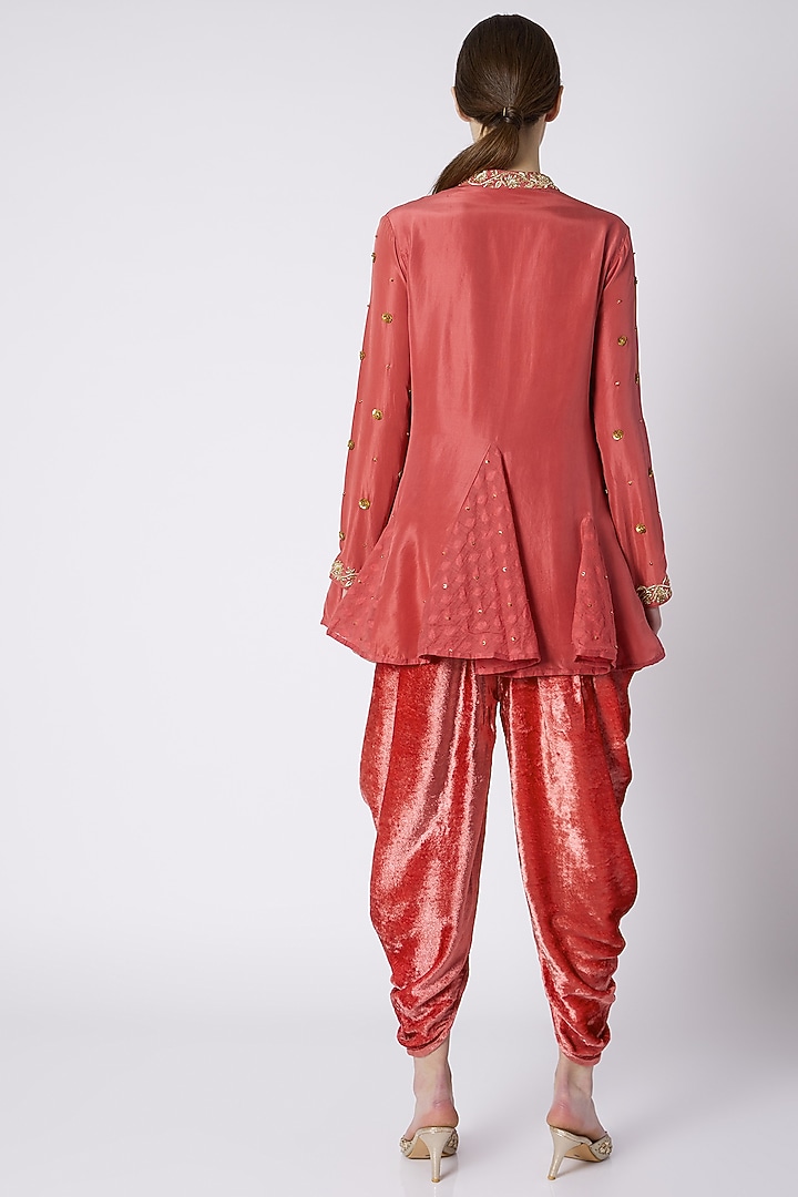 Mauve Embroidered Kurta With Dhoti by Nikasha at Pernia's Pop Up Shop