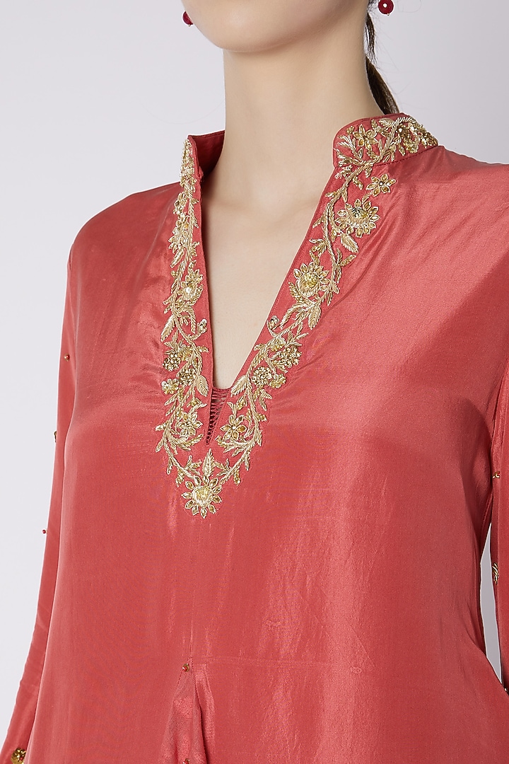 Mauve Embroidered Kurta With Dhoti by Nikasha at Pernia's Pop Up Shop