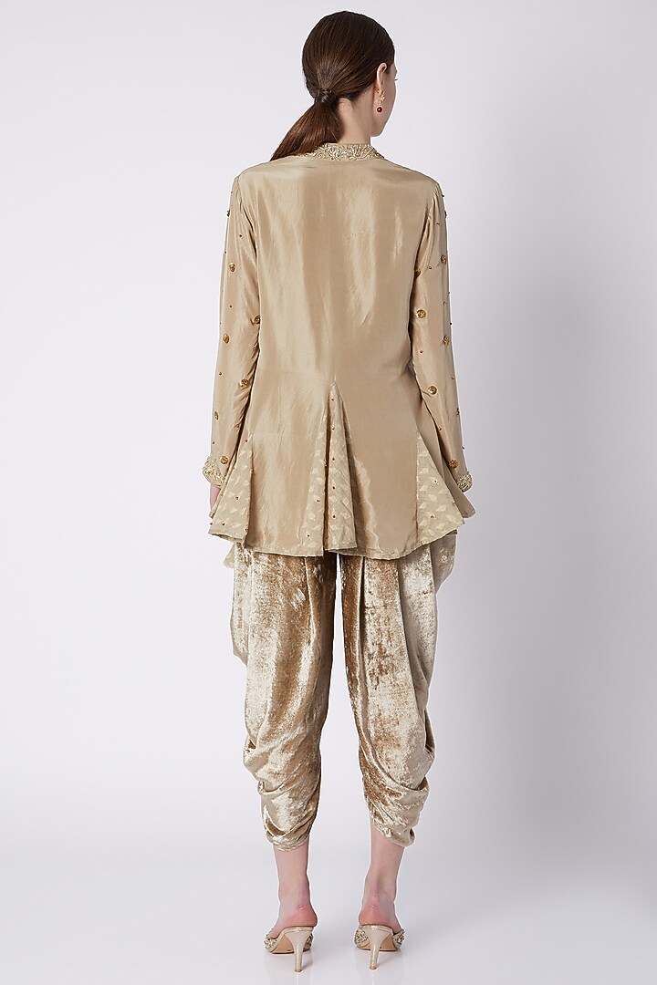 Beige Embroidered Kurta With Dhoti by Nikasha at Pernia's Pop Up Shop