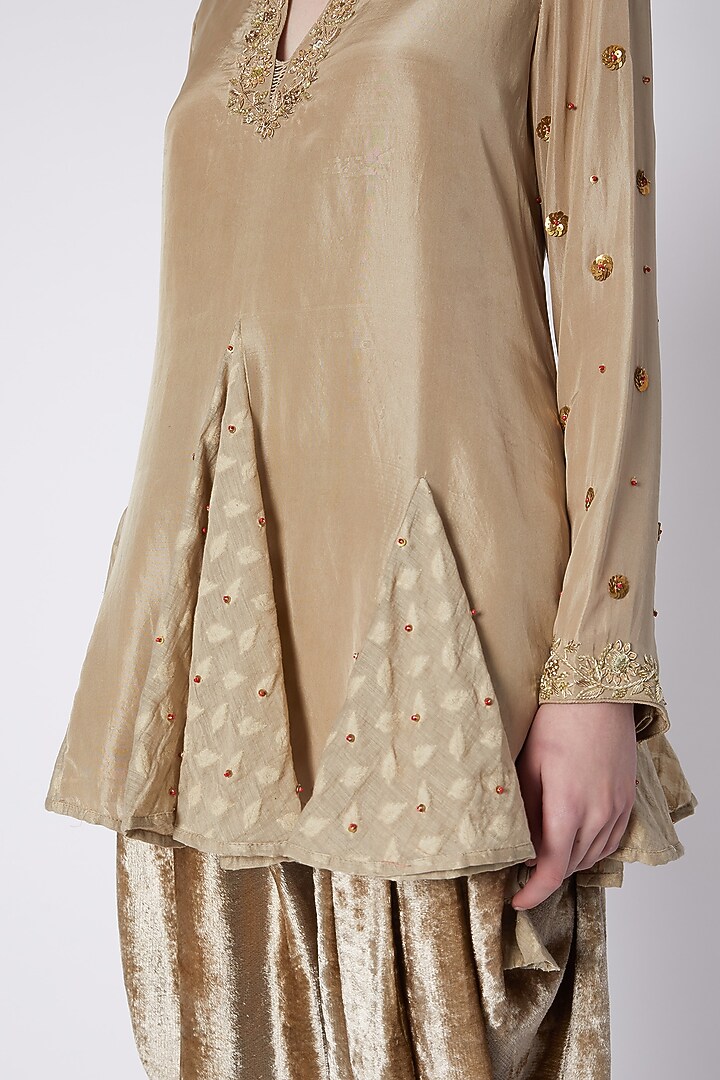Beige Embroidered Kurta With Dhoti by Nikasha at Pernia's Pop Up Shop