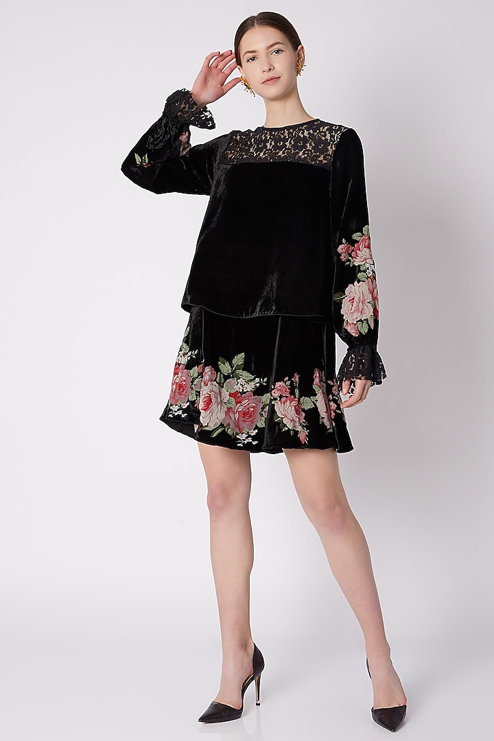 Black Embroidered & Printed Dress by Nikasha