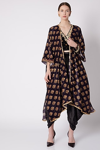 Black & Gold Printed Shrug by Nikasha