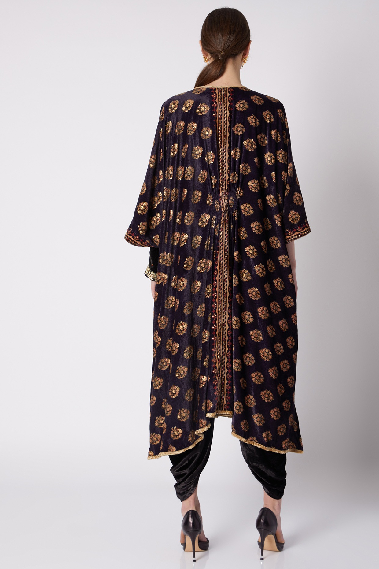 Black \u0026 Gold Printed Shrug Design by 