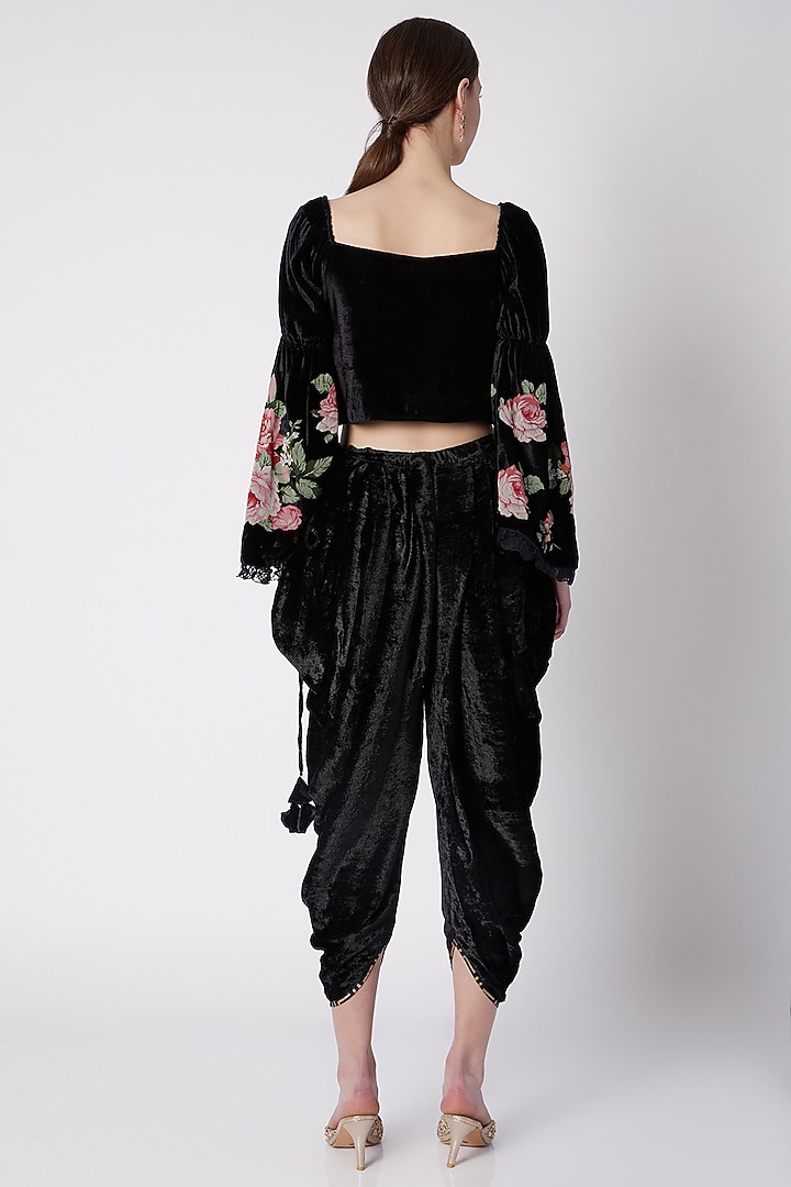 Black Applique Embroidered Top by Nikasha at Pernia's Pop Up Shop