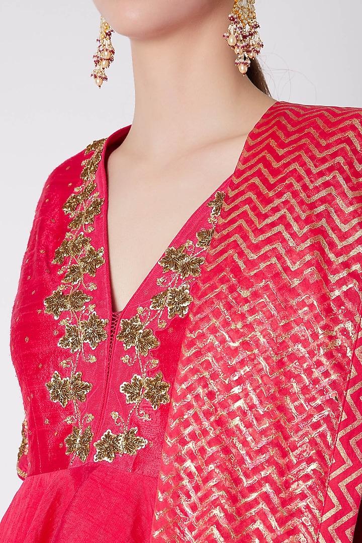 Red Rose Embroidered Dhoti Set by Nikasha at Pernia's Pop Up Shop