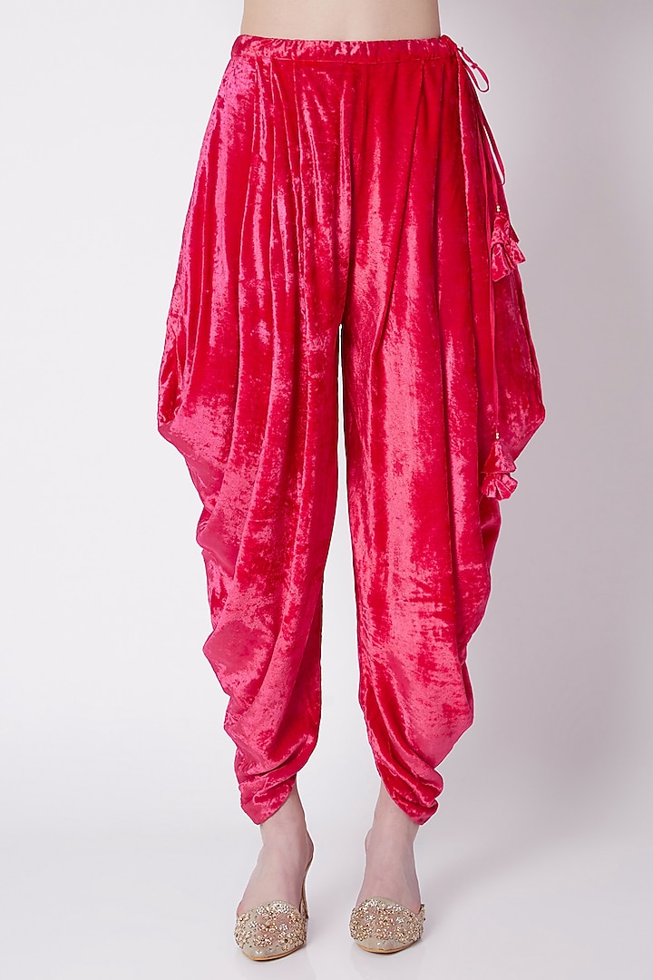 Mauve Asymmetric Embroidered Tunic & Dhoti by Nikasha at Pernia's Pop Up Shop
