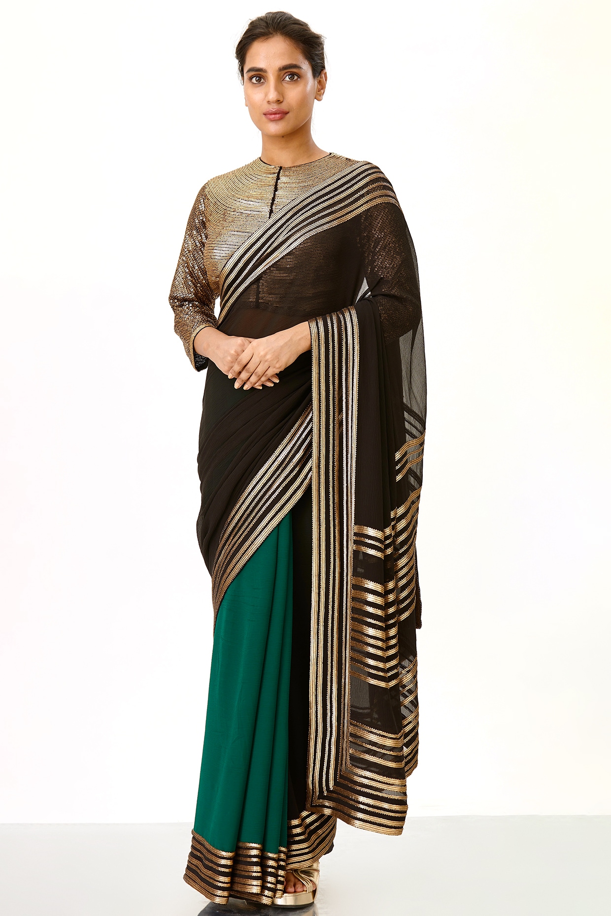 Buy Smoking Hot light green Color Georgette Saree with Black Blouse online  | Fancy sarees party wear, Plain georgette saree, Fancy sarees