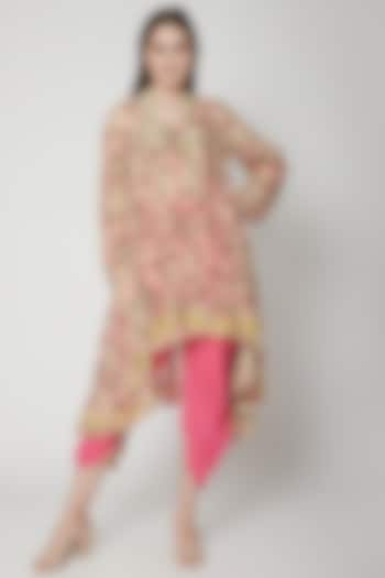 Old Rose Pink & Yellow Floral Printed Tunic With Pants by Nikasha at Pernia's Pop Up Shop