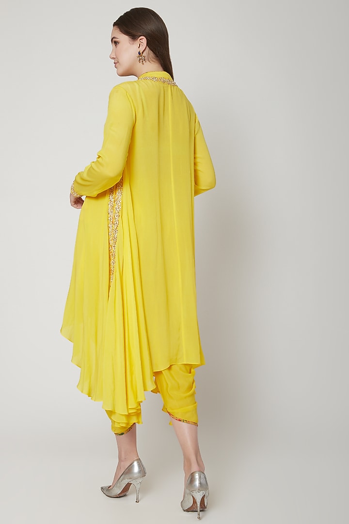 Pitambari Yellow Embroidered Dhoti Set by Nikasha at Pernia's Pop Up Shop