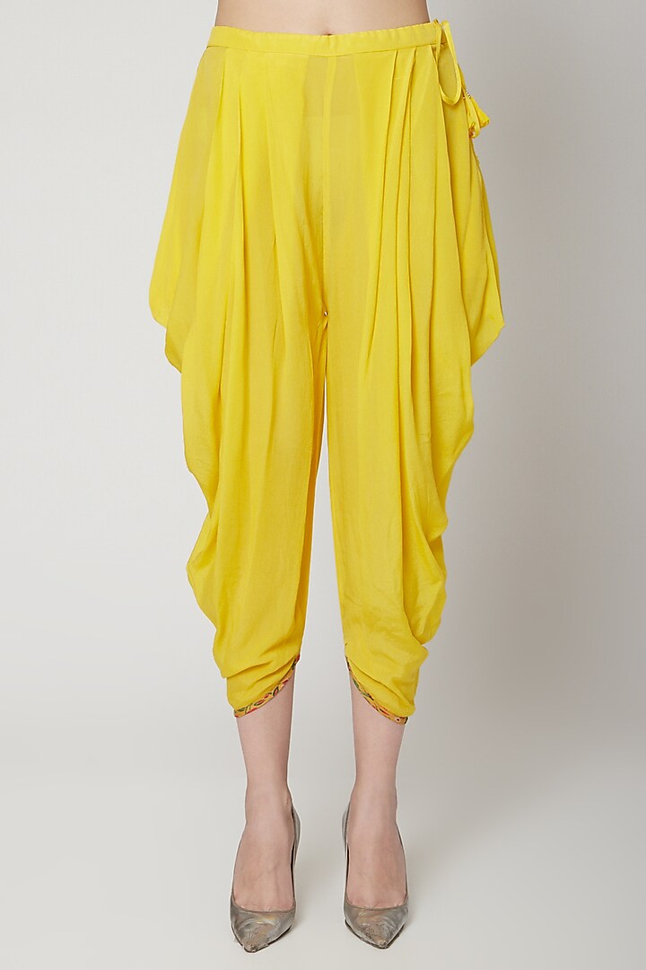 Pitambari Yellow Embroidered Dhoti Set by Nikasha at Pernia's Pop Up Shop