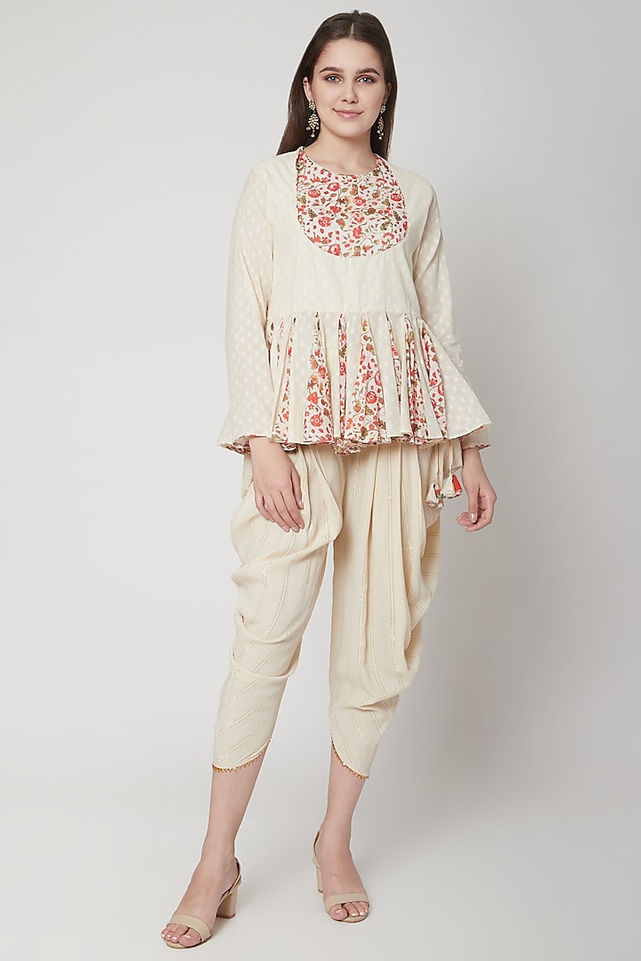 Ivory Embroidered Dhoti Set by Nikasha at Pernia's Pop Up Shop