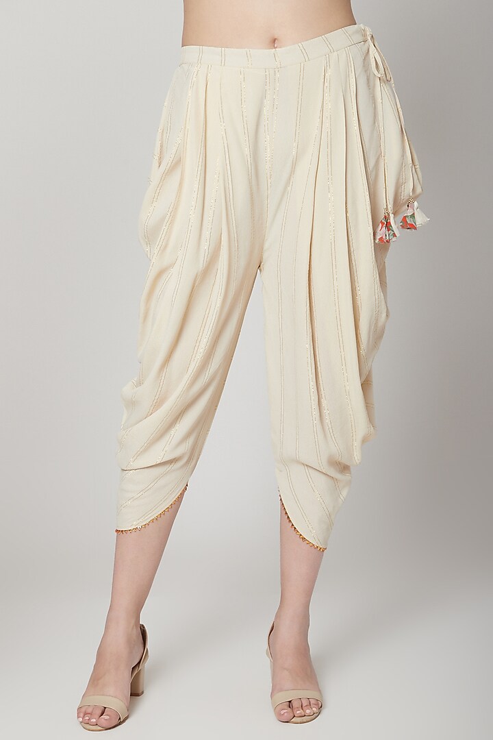 Ivory Embroidered Dhoti Set by Nikasha at Pernia's Pop Up Shop