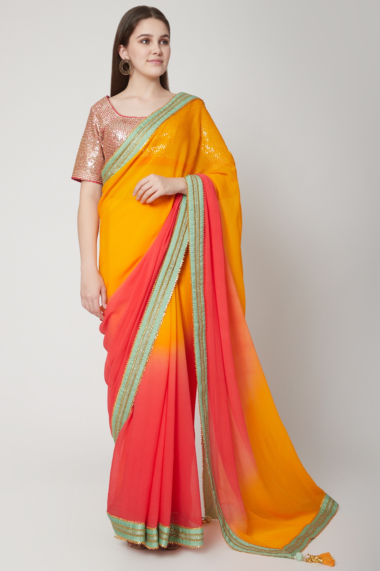 Flame Orange Woven Kanjivaram Silk Saree | Orange saree, Trendy sarees,  Saree