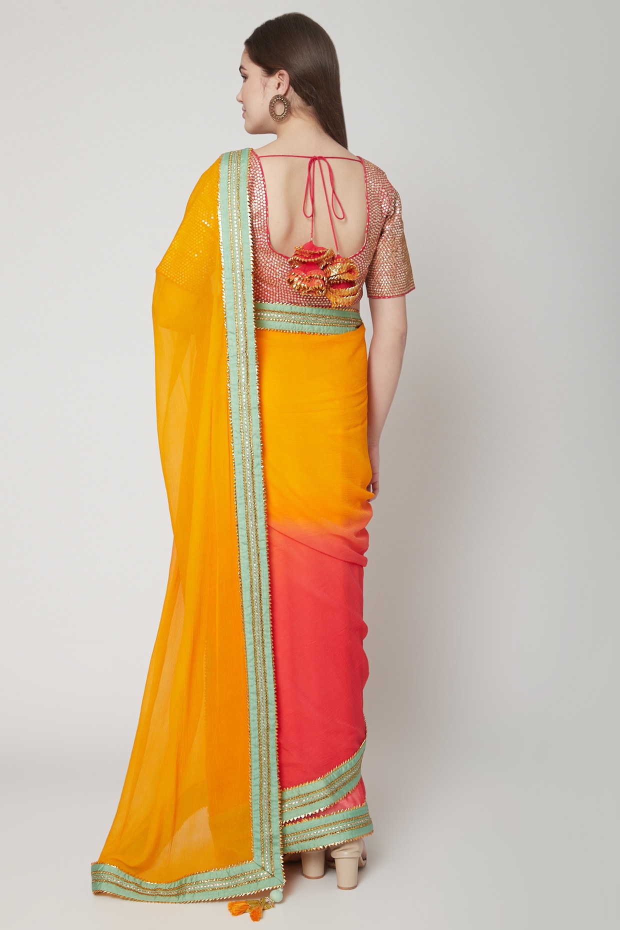 Buy 1CHIMERICAL Woven Paithani Cotton Silk Orange Sarees Online @ Best  Price In India | Flipkart.com