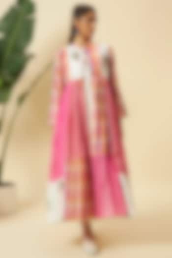 Fuchsia & Ivory Cotton Cheetah Printed Maxi Vacation Dress With Overlay by Nikasha at Pernia's Pop Up Shop