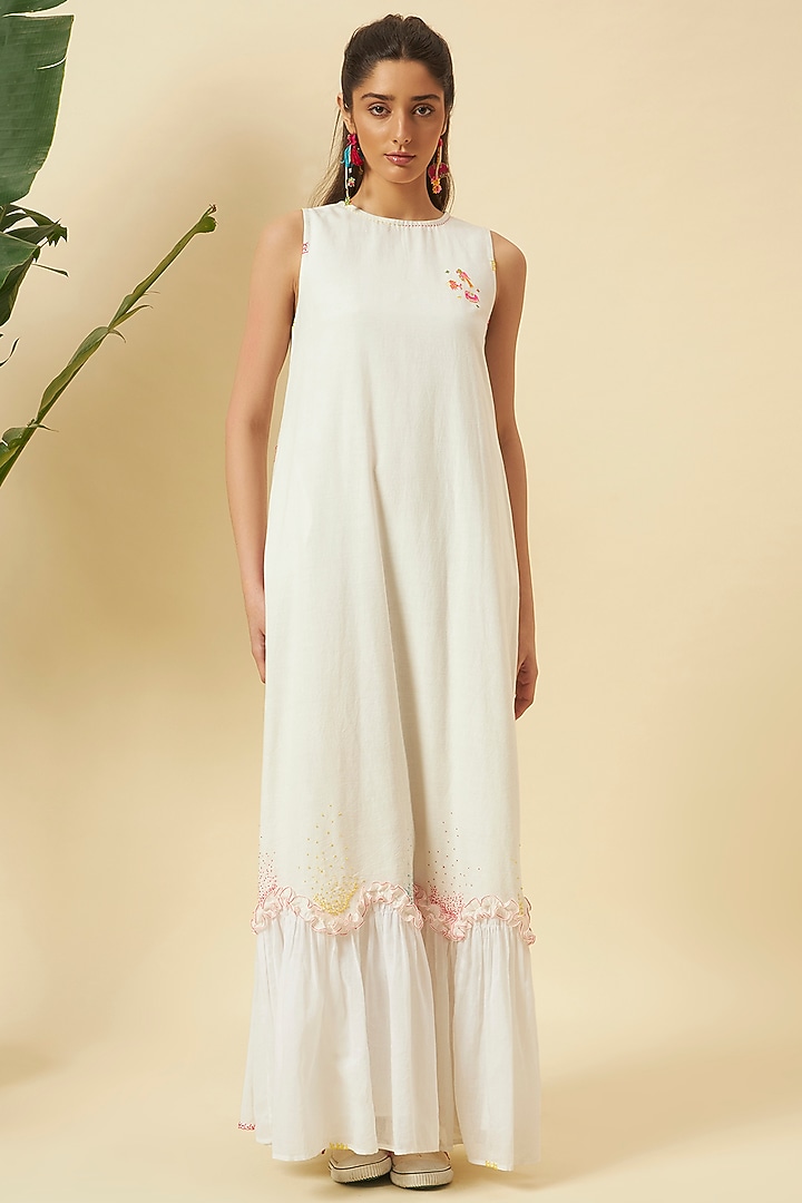 Ivory Cotton Flowy Maxi Vacation Dress by Nikasha at Pernia's Pop Up Shop