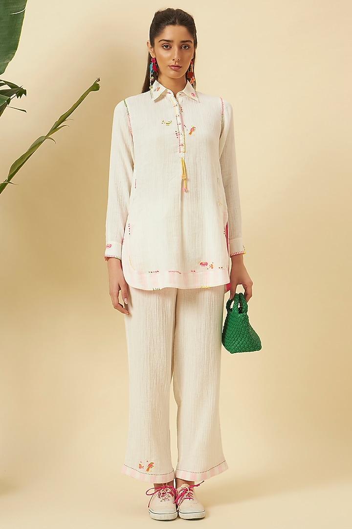 Ivory Cotton Flowy Tie-Up Top by Nikasha at Pernia's Pop Up Shop