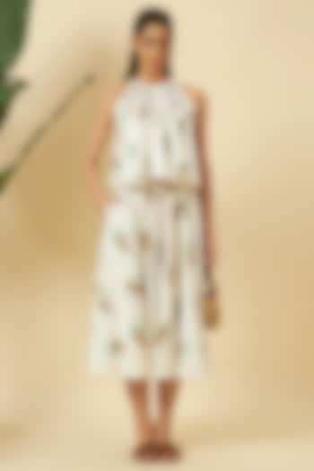 Ivory Cotton Cheetah Printed Skirt Set by Nikasha at Pernia's Pop Up Shop