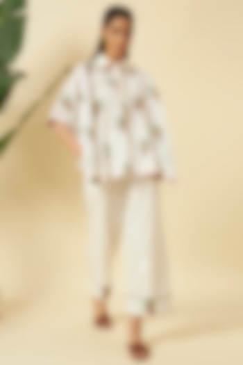 Ivory Cotton Poplin Cheetah Printed Co-Ord Set by Nikasha at Pernia's Pop Up Shop