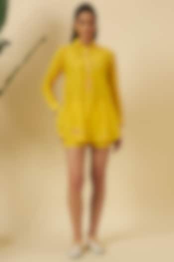 Yellow Cotton Embroidered Top by Nikasha at Pernia's Pop Up Shop