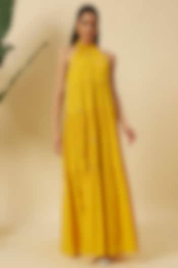 Marigold Yellow Seersucker Tiered Maxi Vacation Dress by Nikasha at Pernia's Pop Up Shop