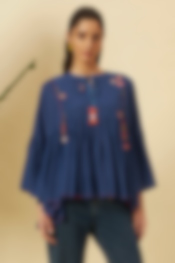 Indigo Cotton Tiered Top by Nikasha at Pernia's Pop Up Shop