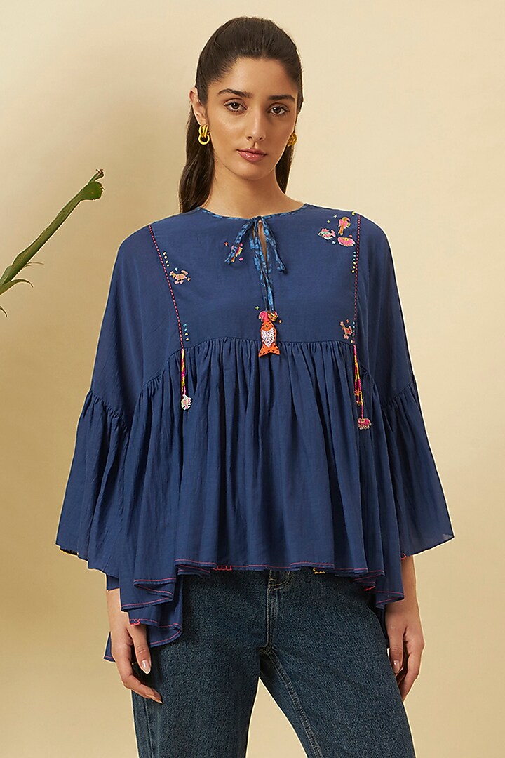 Indigo Cotton Tiered Top by Nikasha at Pernia's Pop Up Shop