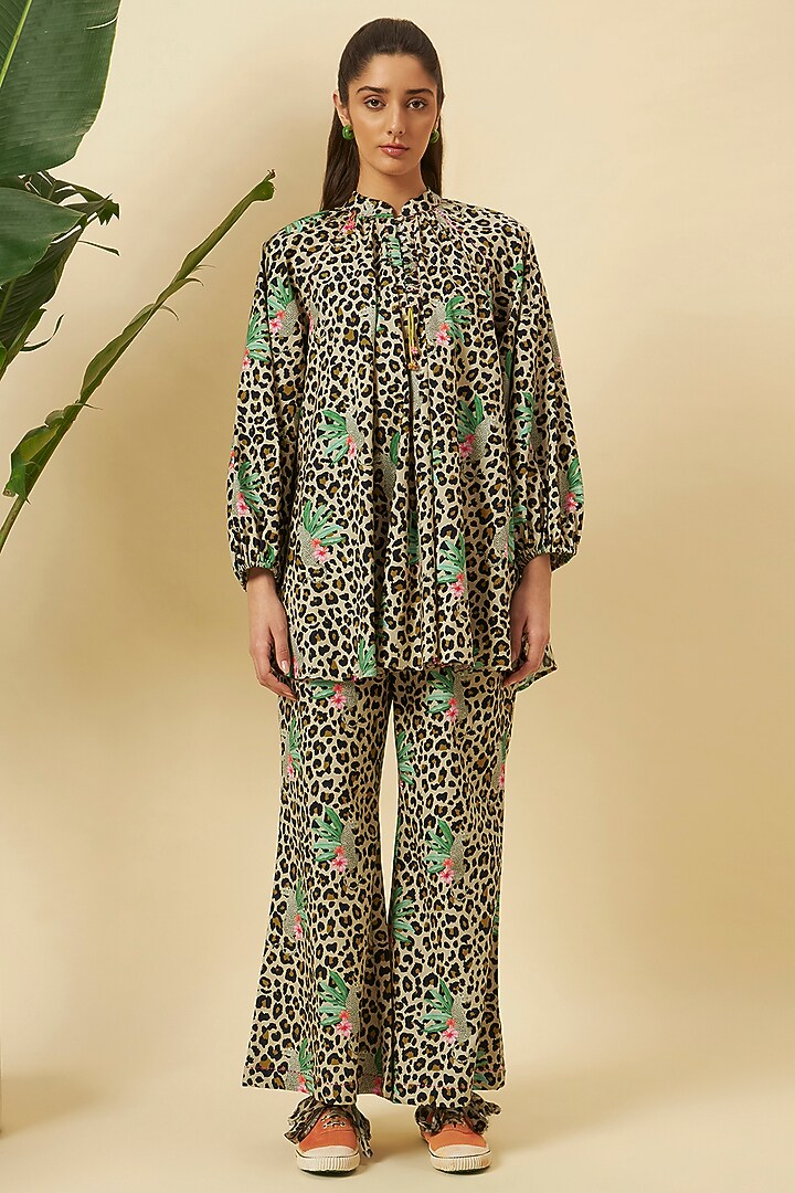 Multi-Colored Cotton Leopard Printed Co-Ord Set by Nikasha at Pernia's Pop Up Shop