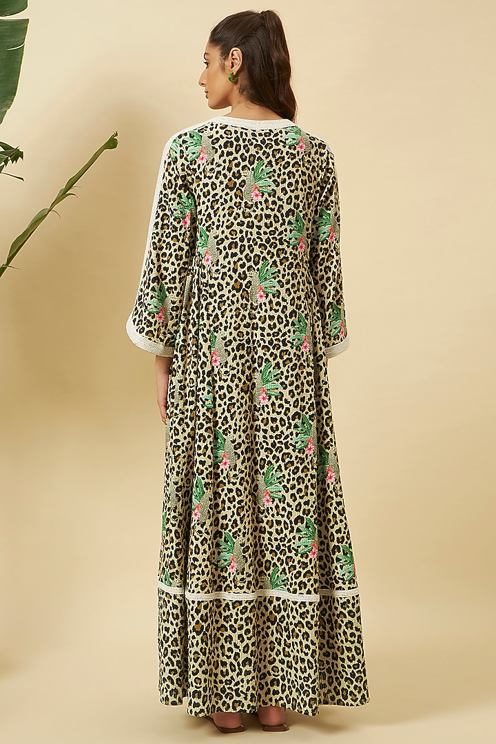 Multi-Colored Cotton Leopard Printed Maxi Vacation Dress by Nikasha at Pernia's Pop Up Shop