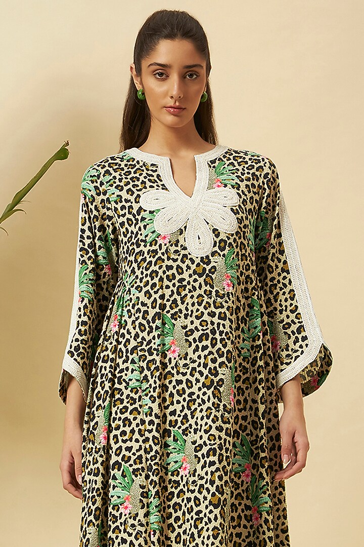 Multi-Colored Cotton Leopard Printed Maxi Vacation Dress by Nikasha at Pernia's Pop Up Shop