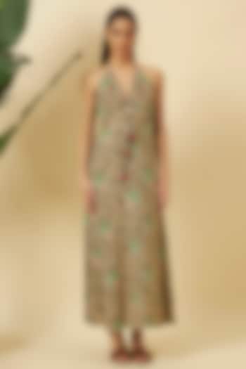 Multi-Colored Cotton Silk Leopard Printed Maxi Vacation Dress by Nikasha at Pernia's Pop Up Shop