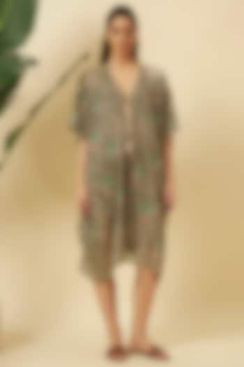 Multi-Colored Cotton Gauze Leopard Printed & Embroidered Shrug by Nikasha at Pernia's Pop Up Shop