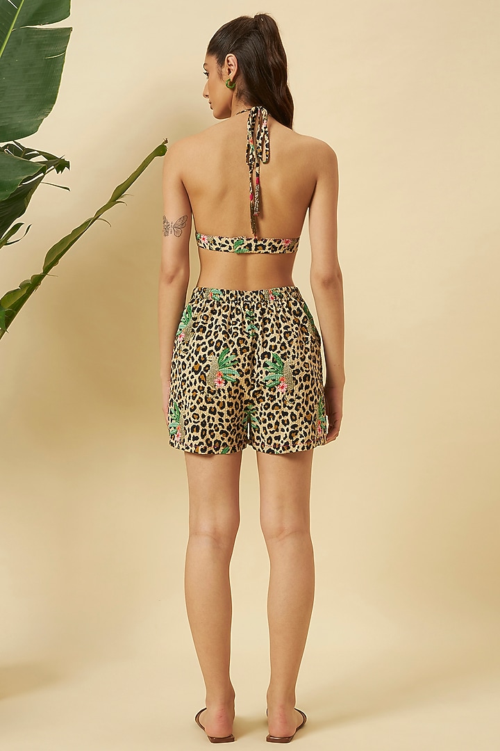 Multi-Colored Seersucker Leopard Printed Shorts by Nikasha at Pernia's Pop Up Shop