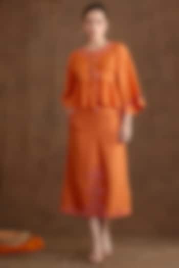 Saffron Rayon Moss Embroidered Skirt Set by Nikasha at Pernia's Pop Up Shop