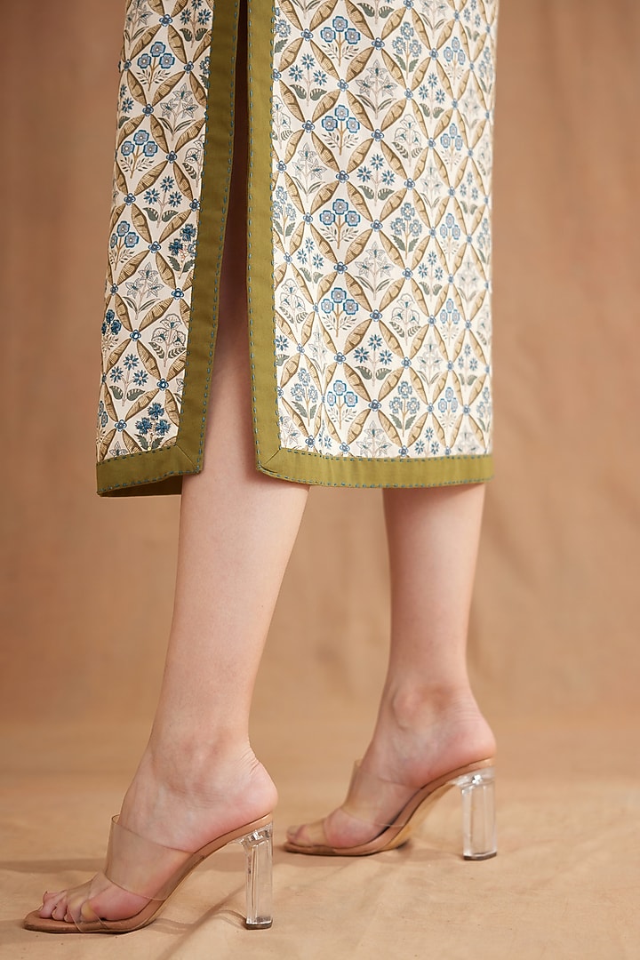 Blue Cotton Poplin Printed & Embroidered Tunic Dress by Nikasha at Pernia's Pop Up Shop