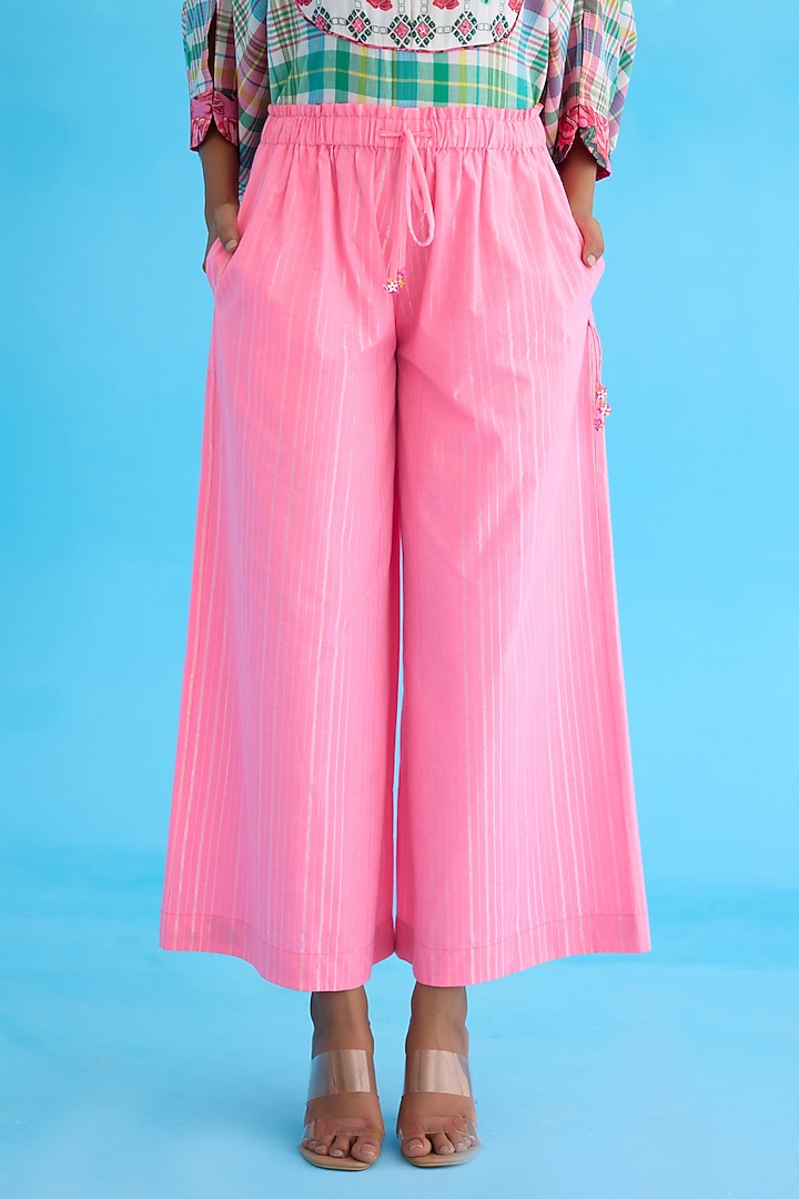 Pink Cotton Wide-Legged Pants by Nikasha at Pernia's Pop Up Shop