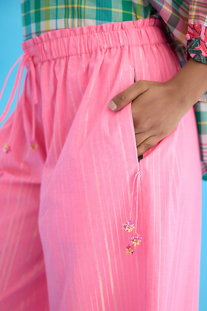 Pink Cotton Wide-Legged Pants by Nikasha at Pernia's Pop Up Shop