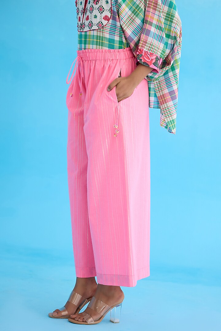 Pink Cotton Wide-Legged Pants by Nikasha at Pernia's Pop Up Shop