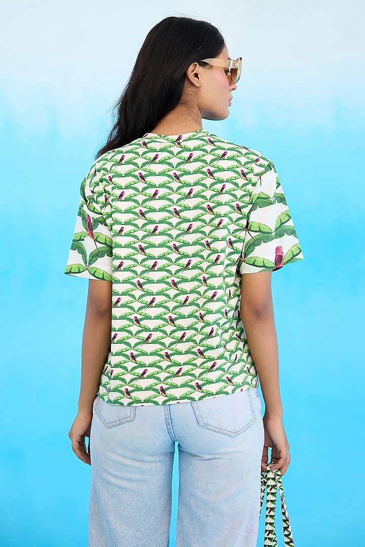Ivory Jersey Cotton Hand Embroidered T-Shirt by Nikasha at Pernia's Pop Up Shop