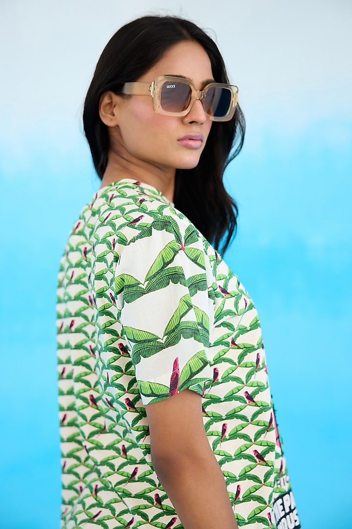 Ivory Jersey Cotton Hand Embroidered T-Shirt by Nikasha at Pernia's Pop Up Shop