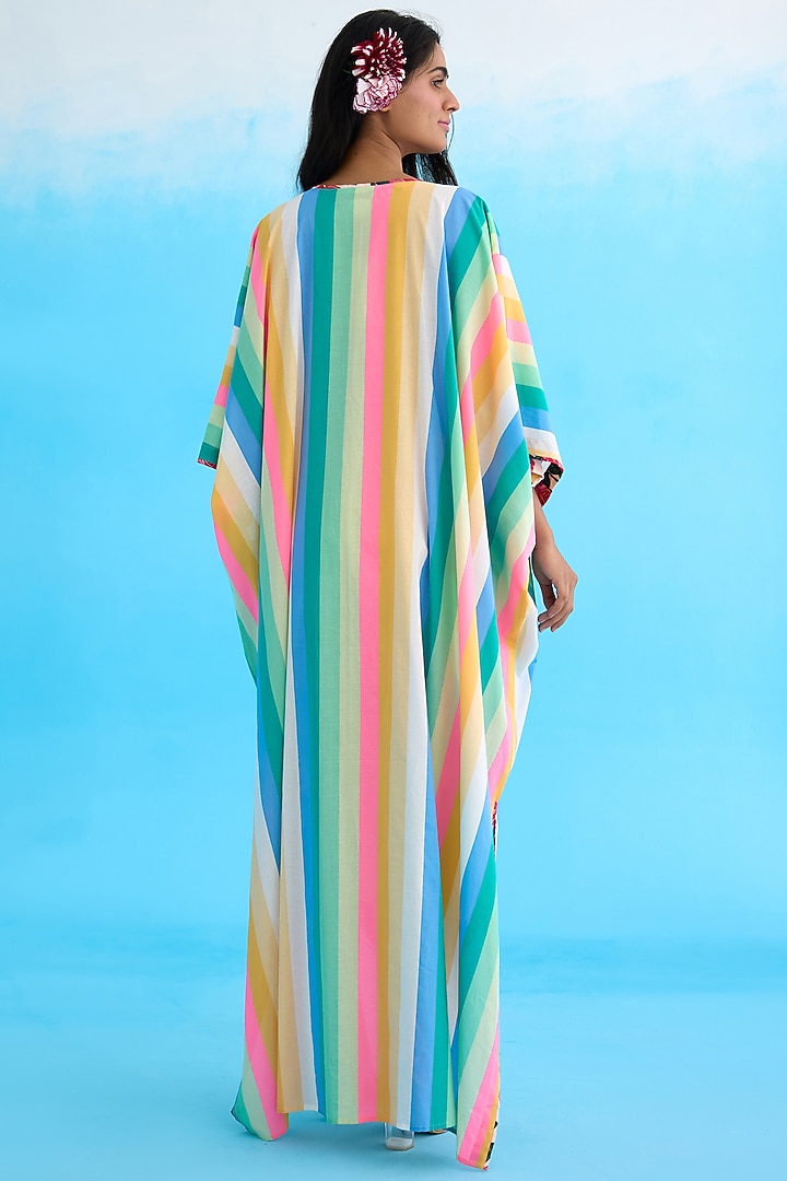 Multi-Colored Cotton Striped Kaftan by Nikasha at Pernia's Pop Up Shop