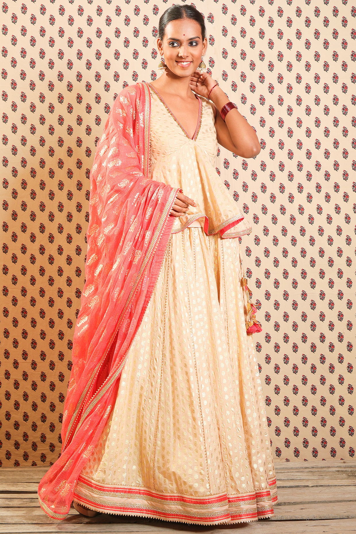 Light Camel Brown Embroidered  dulhan bday 22 may Lehenga Set by Nikasha at Pernia's Pop Up Shop