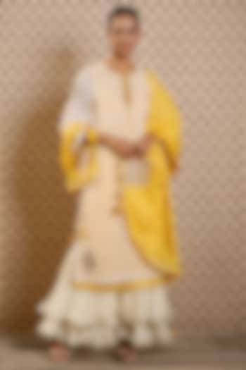 Ivory Kota Doria Wedding Sharara Set by Nikasha at Pernia's Pop Up Shop