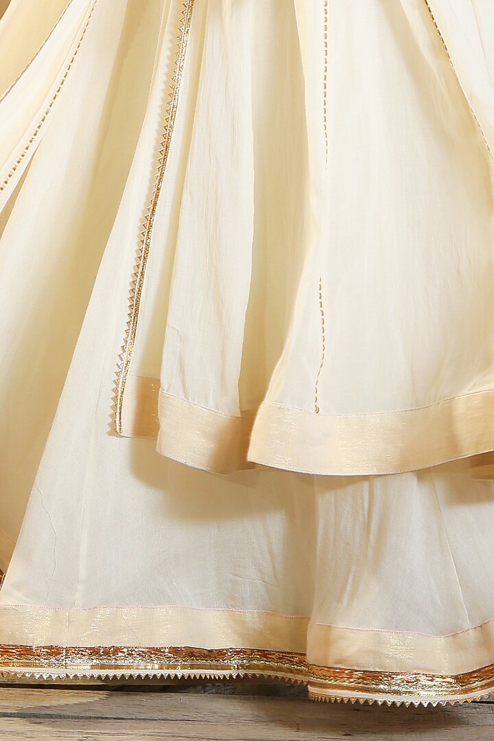 Ivory Cotton Hand Embroidered Wedding Anarkali Set by Nikasha at Pernia's Pop Up Shop
