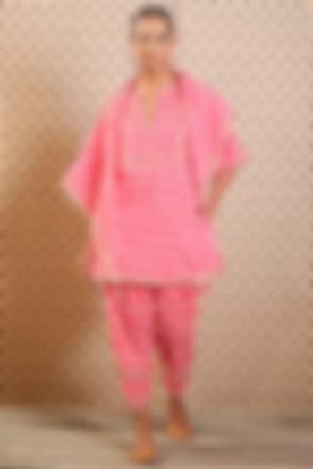 Mithai Pink Gota-Embroidered Kurta Set by Nikasha at Pernia's Pop Up Shop