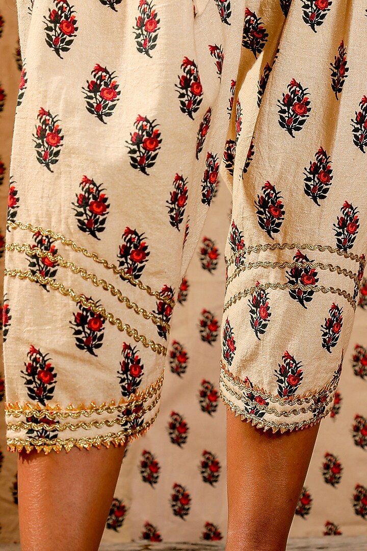 Beige Hand-Embroidered Jacket Set by Nikasha at Pernia's Pop Up Shop