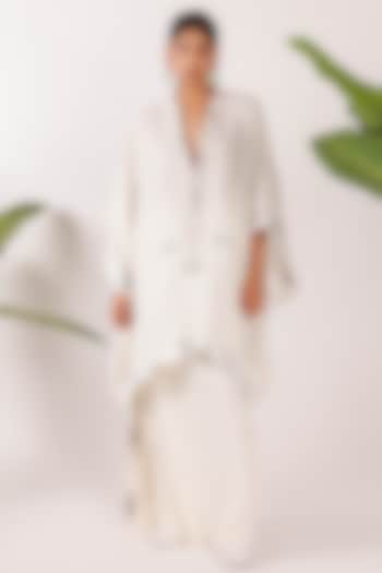 Off-White Cotton Crushed Kaftan Top by Nikasha at Pernia's Pop Up Shop