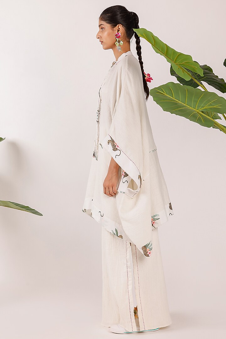 Off-White Cotton Crushed Kaftan Top by Nikasha at Pernia's Pop Up Shop
